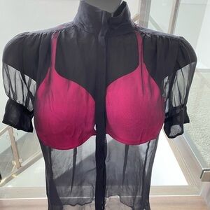 🌞 3 for  $15  Mango sheer summer blouse/ Clearance sale